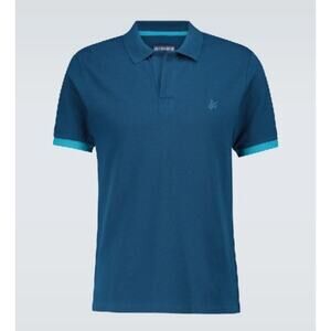 Men's Vilebrequin Blue Aqua Polo Palatin Pique Shirt S Small LOGO $190